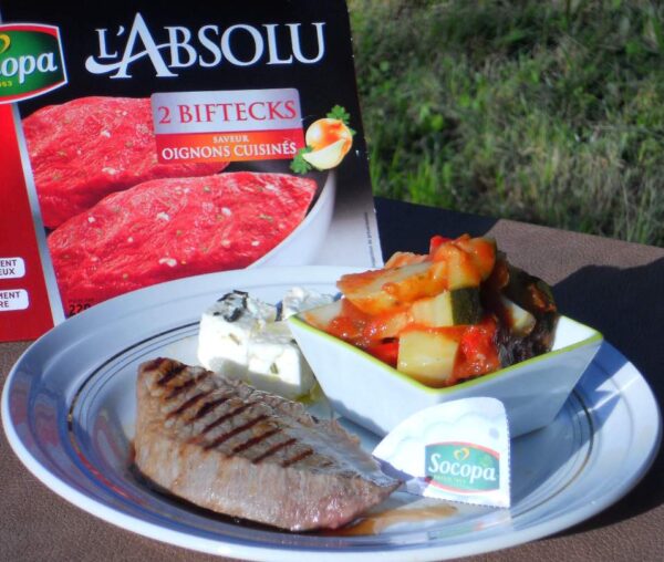 Biftecks l’Absolu et ratatouille alsacienne