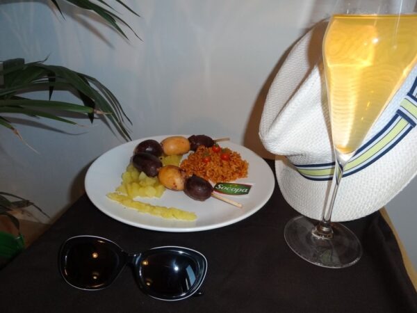 Mini-boudins riz tomates et compotée pomme-pêche
