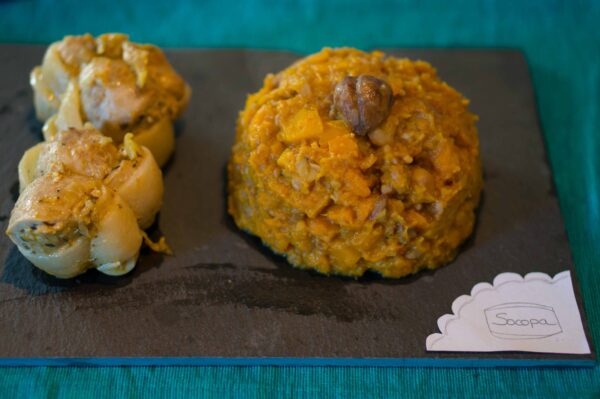 Paupiettes de veau et leur écrasé de potimarron aux châtaignes