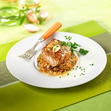 Pavé de boeuf mariné à l’échalote et galette de pommes de terre saveurs d’automne