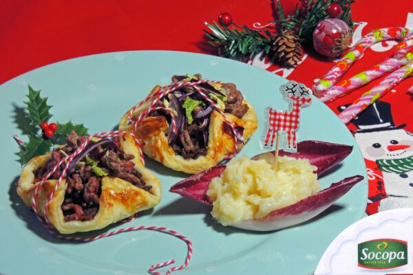 Petits paniers à quatre mains, purée corolle, le haché des chefs
