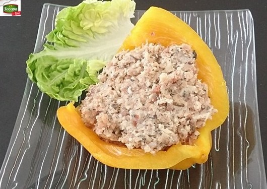 Poivrons farcis au Veau thym et citron et riz jaune