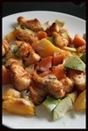 Salade exotique de veau croustillant en panure de cacahuètes