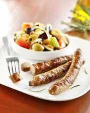 Saucisses bouquet provençal et caponata sicilienne